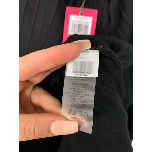 VINCE CAMUTO Black Ribbed Mock Neck Sweater Size XS NEW‎ - Picture 4 of 5